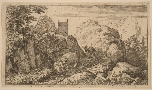 Cart in a Narrow Pass by Allart van Everdingen, print, 1645-1656