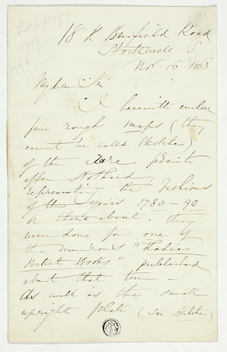 Letter from William Edward Frost by Thomas Stothard, other, 1863
