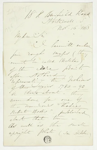 Letter from William Edward Frost by Thomas Stothard, other, 1863