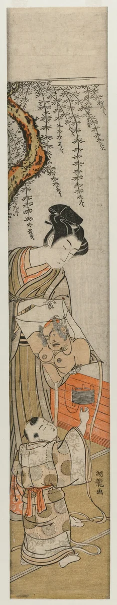 Young Man and Child with a Kite by Isoda Koryūsai, print, 1770-1778