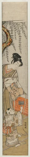 Young Man and Child with a Kite by Isoda Koryūsai, print, 1770-1778