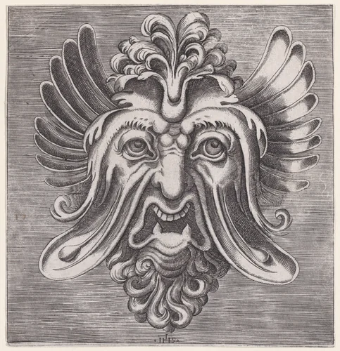 Mask from Libro di Variate Mascare by René Boyvin, print, 1560