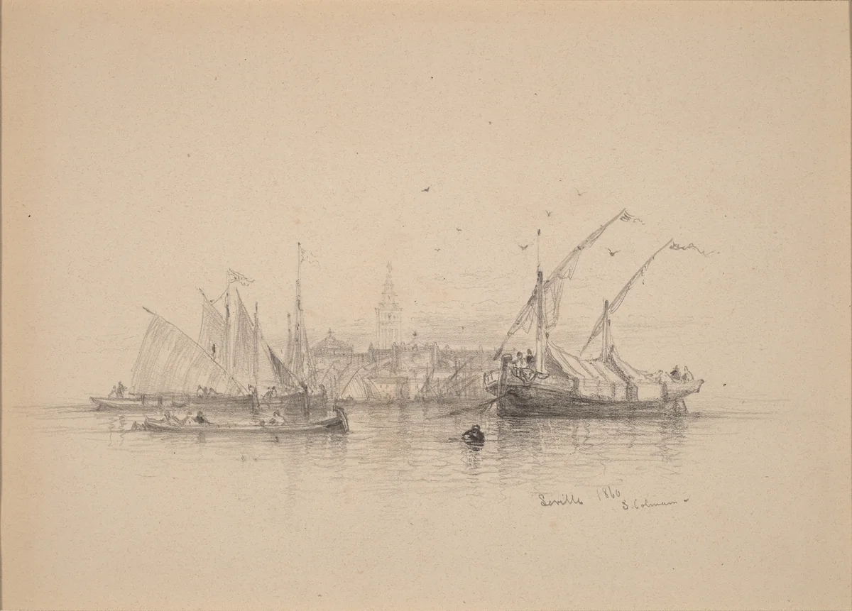 Seville by Samuel Colman, drawing, 1850