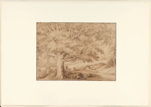 Bosrand met fluitspelende herder by Jan Lievens, drawing, 1650-1669