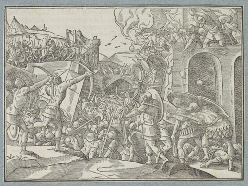 Stadsbestorming by Christoffel van Sichem, print, 1574