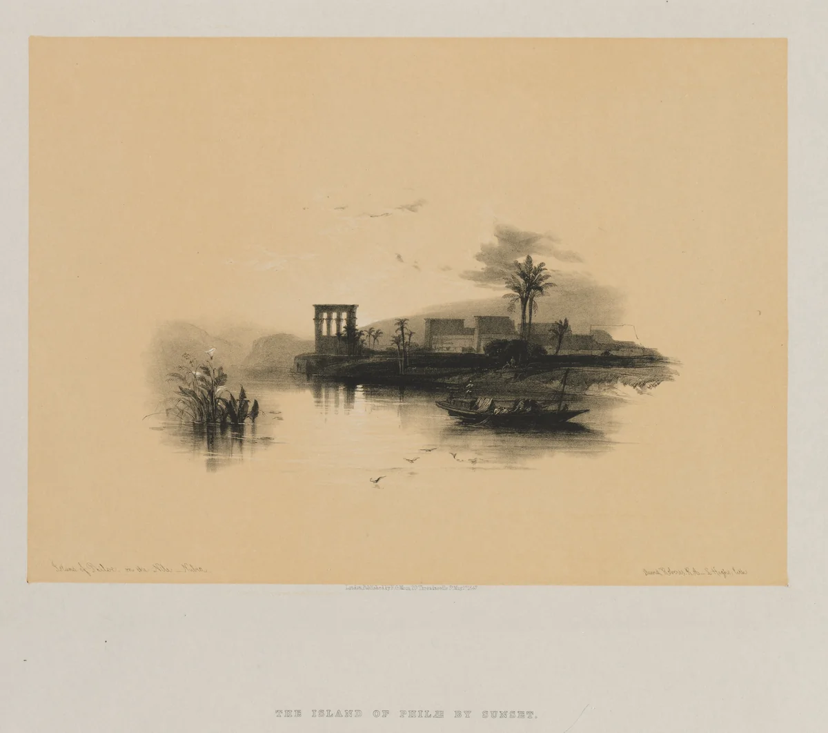 Egypt and Nubia, Volume II: Island of Philae, on the Nile, Nubia by Louis Haghe, print, 1847