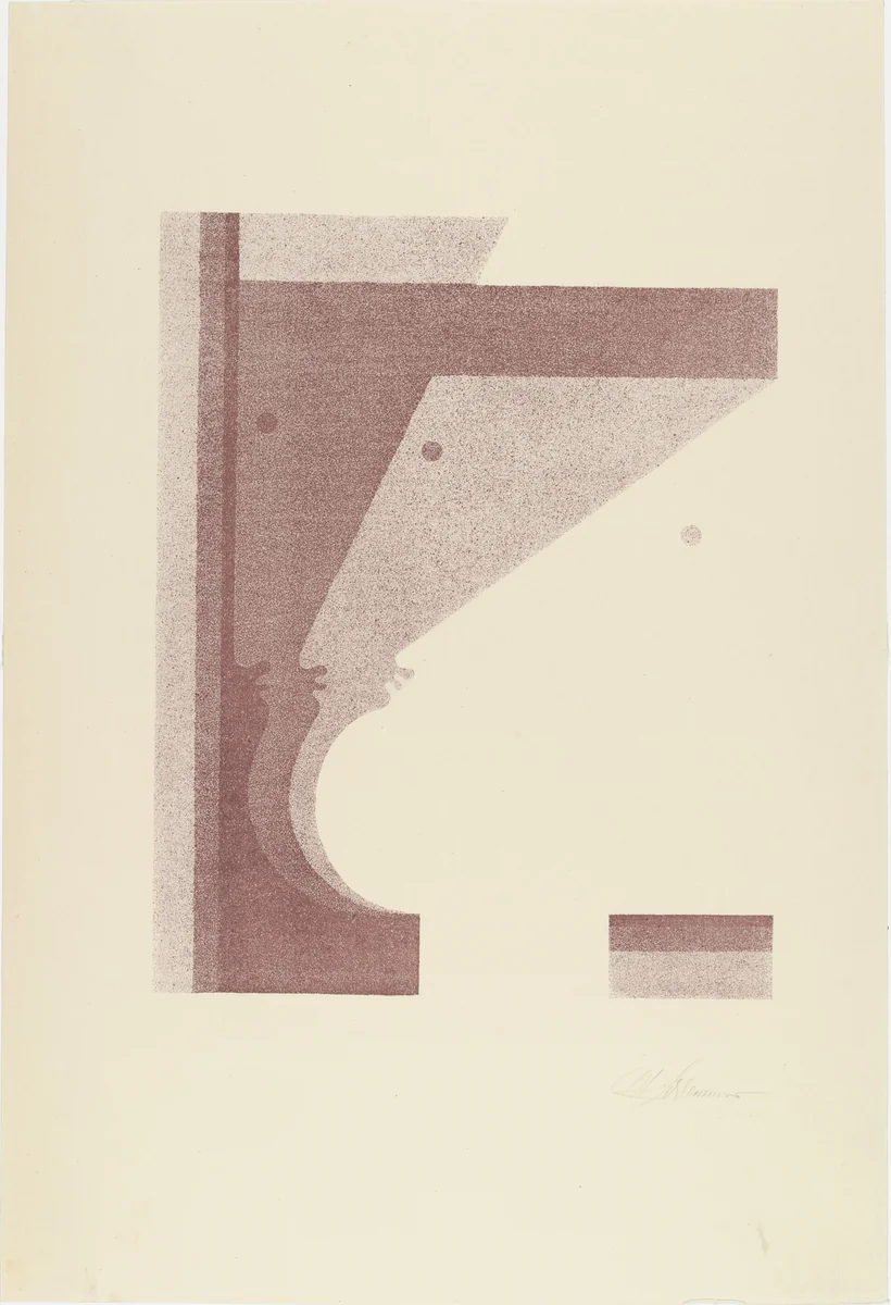 Three Profiles, the One in the Middle Vertical (Drei Profile, das mittlere senkrecht) from Play on Heads (Spiel mit Köpfen) by Oskar Schlemmer, print, 1920