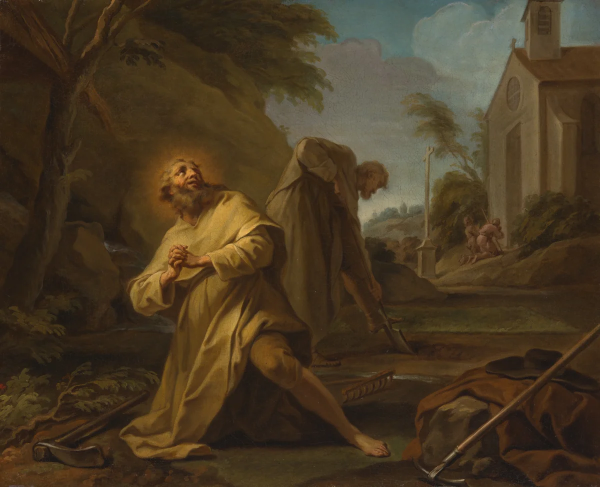 Saint Hymer in Solitude by Jean Restout, painting, 1725-1745