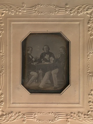 Three Men Playing Cards by W. & F. Langenheim, photograph, 1842