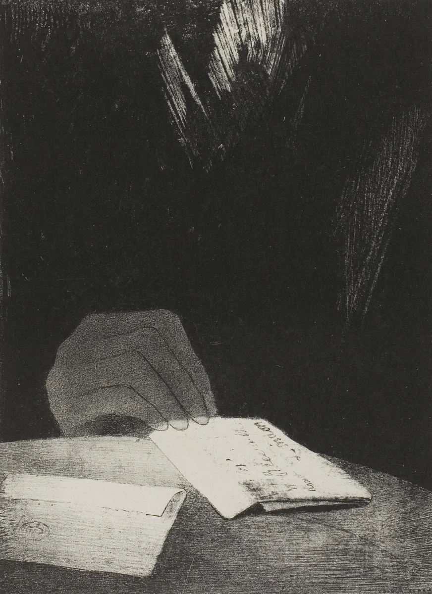 It Was a Hand, Seemingly as Much of Flesh and Blood as My Own, plate 4 of 6 by Odilon Redon, print, 1896