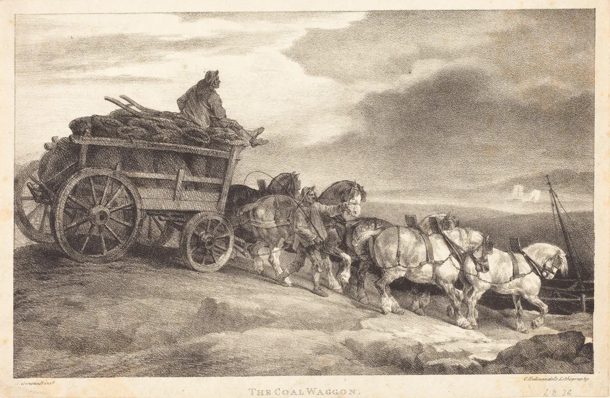 The Coal Waggon by Théodore Gericault, print, 1821