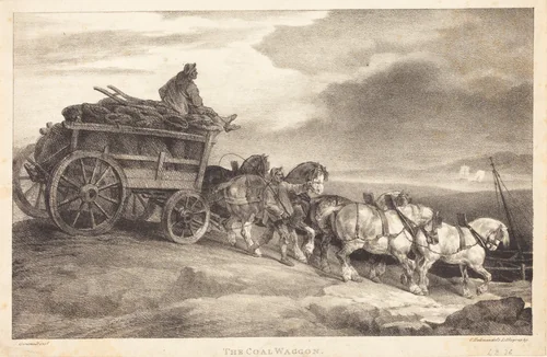 The Coal Waggon by Théodore Gericault, print, 1821
