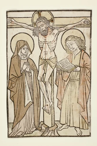 Christ on the Cross Between Mary and Saint John by Unknown Artist, print, 1460-1470