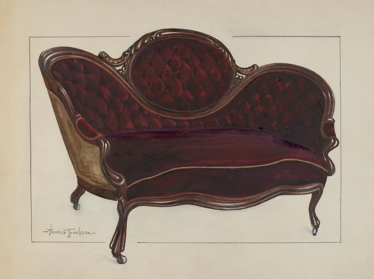 Queen Anne Settee by Florence Truelson, index of american design, 1937