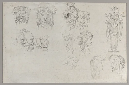 Studies of Heads by Francesco Algarotti, print, 1700-1799