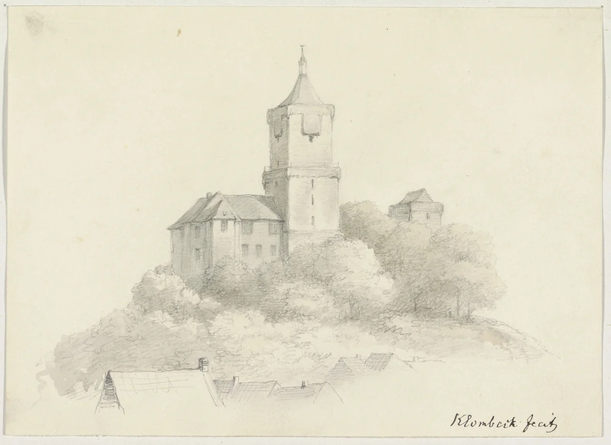 Gezicht op de Zwanenburcht te Kleef by Johann Bernard Klombeek, drawing, 1825-1893