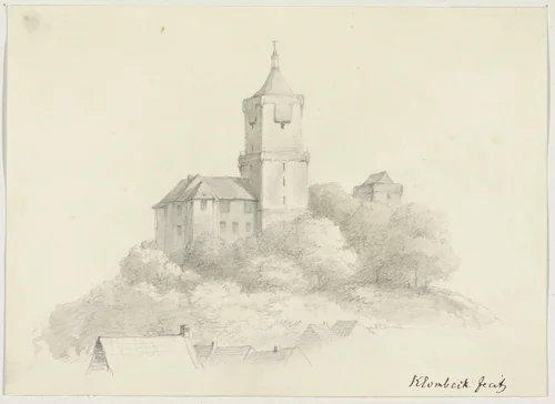 Gezicht op de Zwanenburcht te Kleef by Johann Bernard Klombeek, drawing, 1825-1893
