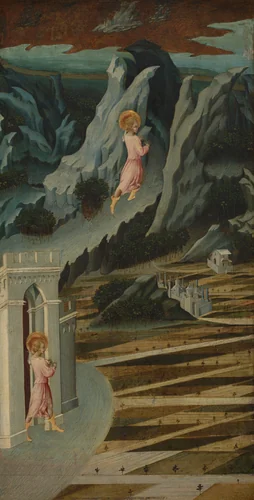 Saint John the Baptist Entering the Wilderness by Giovanni di Paolo, painting, 1450-1460