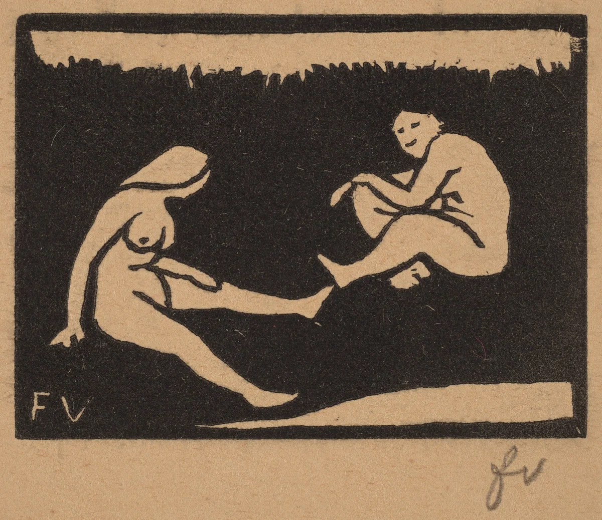 Two Seated Bathers (Deux baigneuses assises) by Félix Vallotton, print, 1893