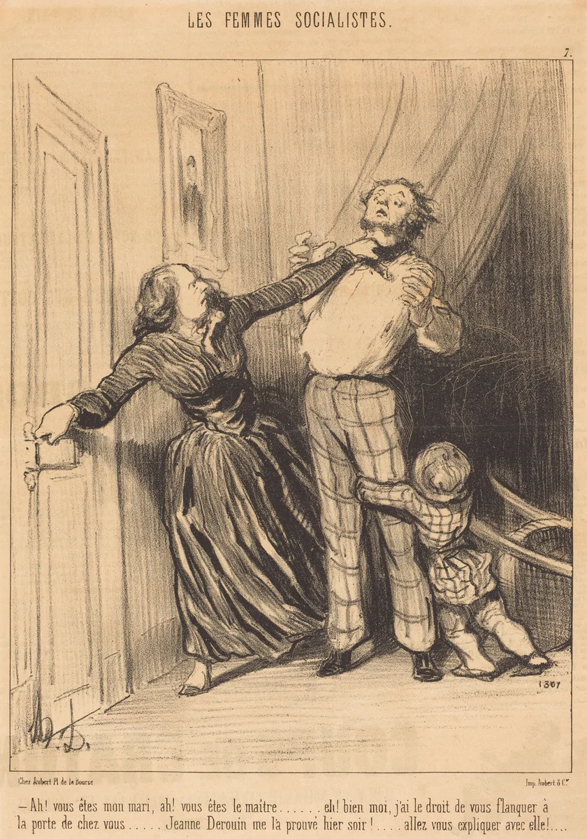 Ah! vous êtes mon mari, ah! vous êtes le maître... by Honoré Daumier, print, 1849