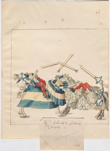 German Joust of Peace by German 16th Century, drawing, 1515