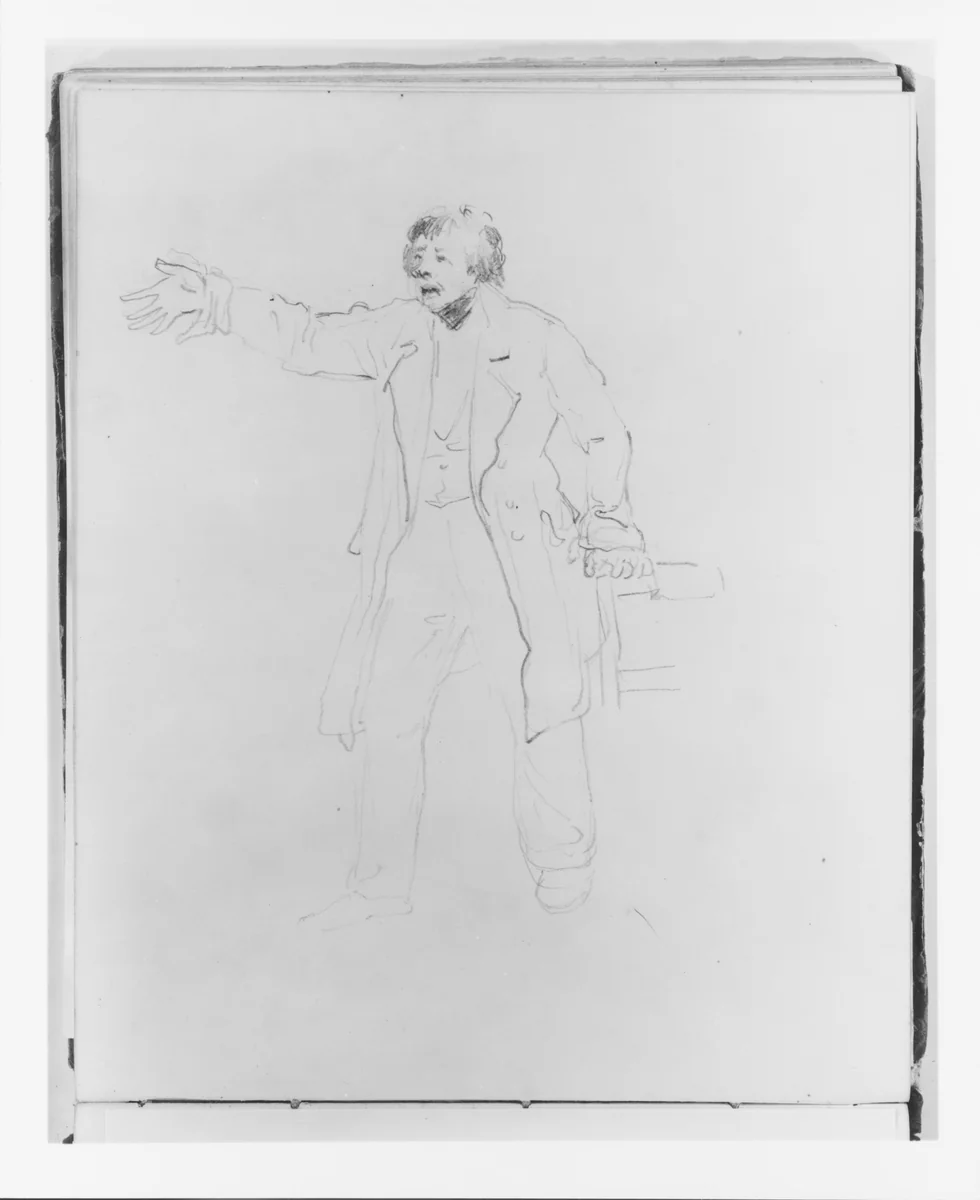 Man Speaking in an Oratory Pose (from Sketchbook) by Francis William Edmonds, artwork, 1835-1839