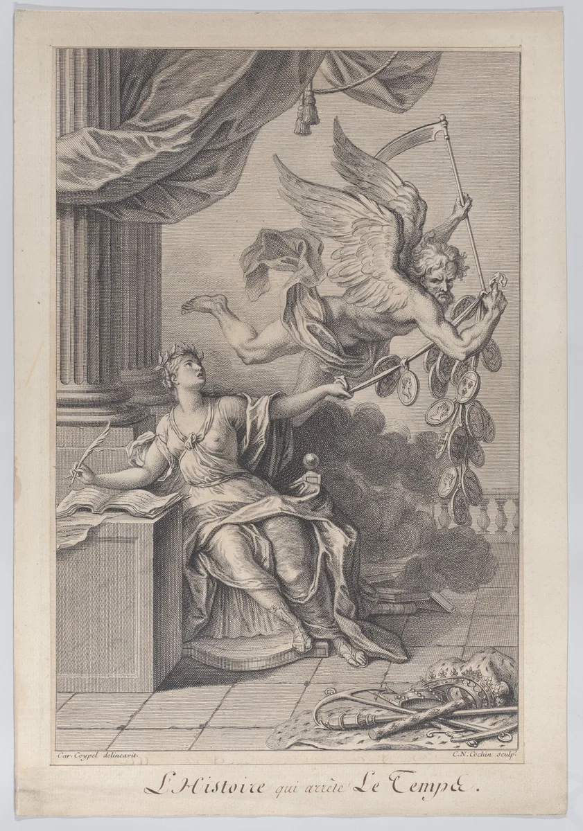 The Story that Stops Time (L'Histoire qui arrête le temps) by Charles Nicolas Cochin, print, 1708-1754