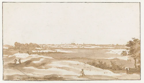 Gezicht op Haarlem vanuit de duinen by Jan de Bisschop, drawing, 1648-1671