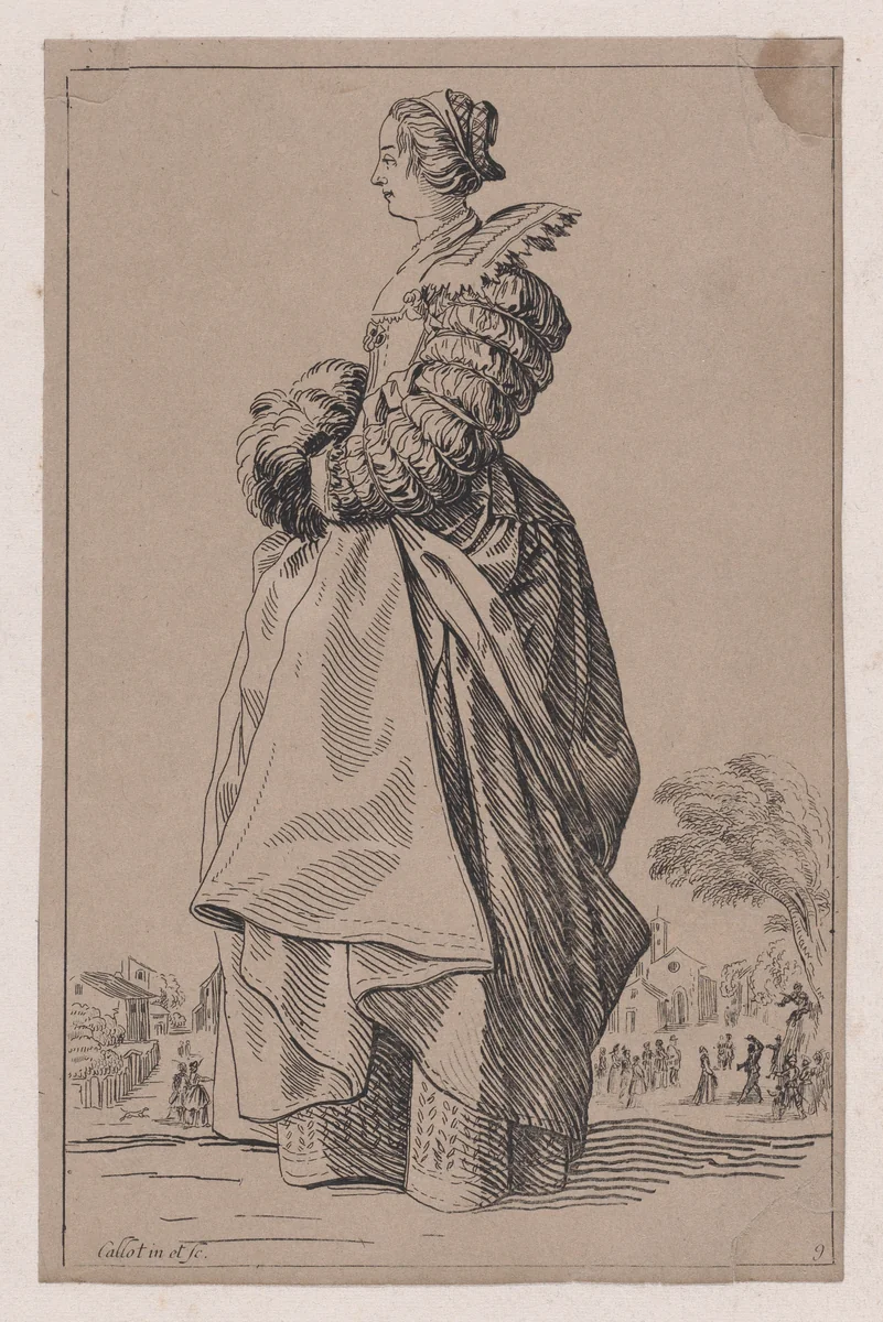 Copy of La Dame de Profil Ayant les Mains dans son Manchon (The Lady in Profile Having her Hands inside of her Muff), from "La Noblesse" (The Nobility) by anonymous, print, 1625-1700