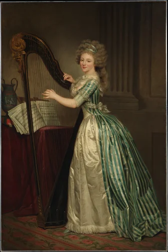 Self-Portrait with a Harp by Rose Adélaïde Ducreux, painting, 1791