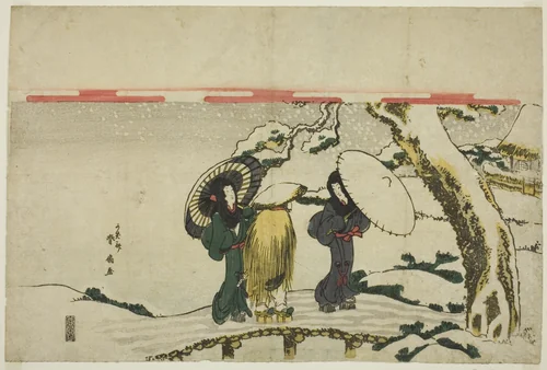 Travelers in Snow by Katsukawa Shunsen, print, 1804-1820