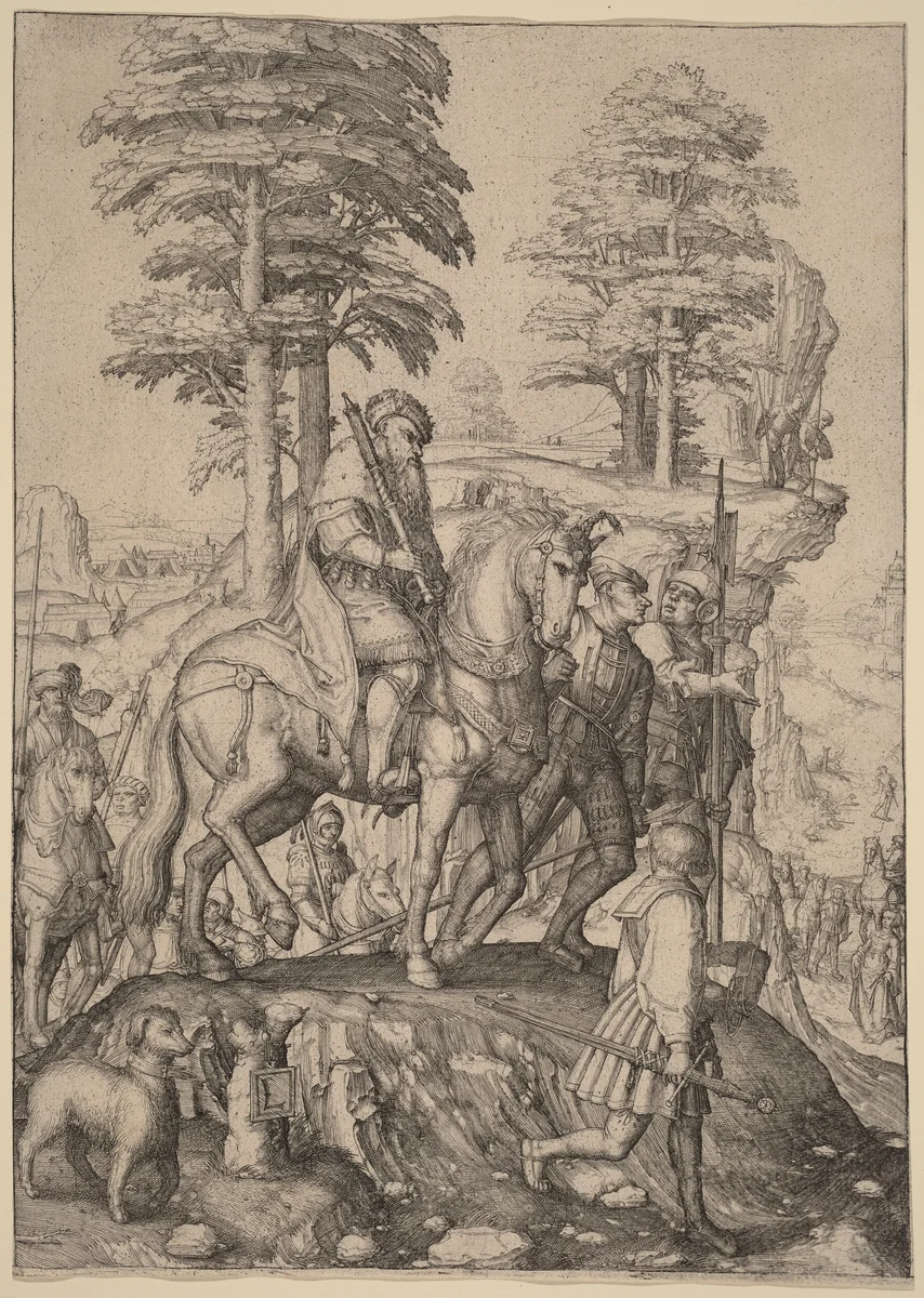 Abigail and David by Lucas van Leyden, print, 1508