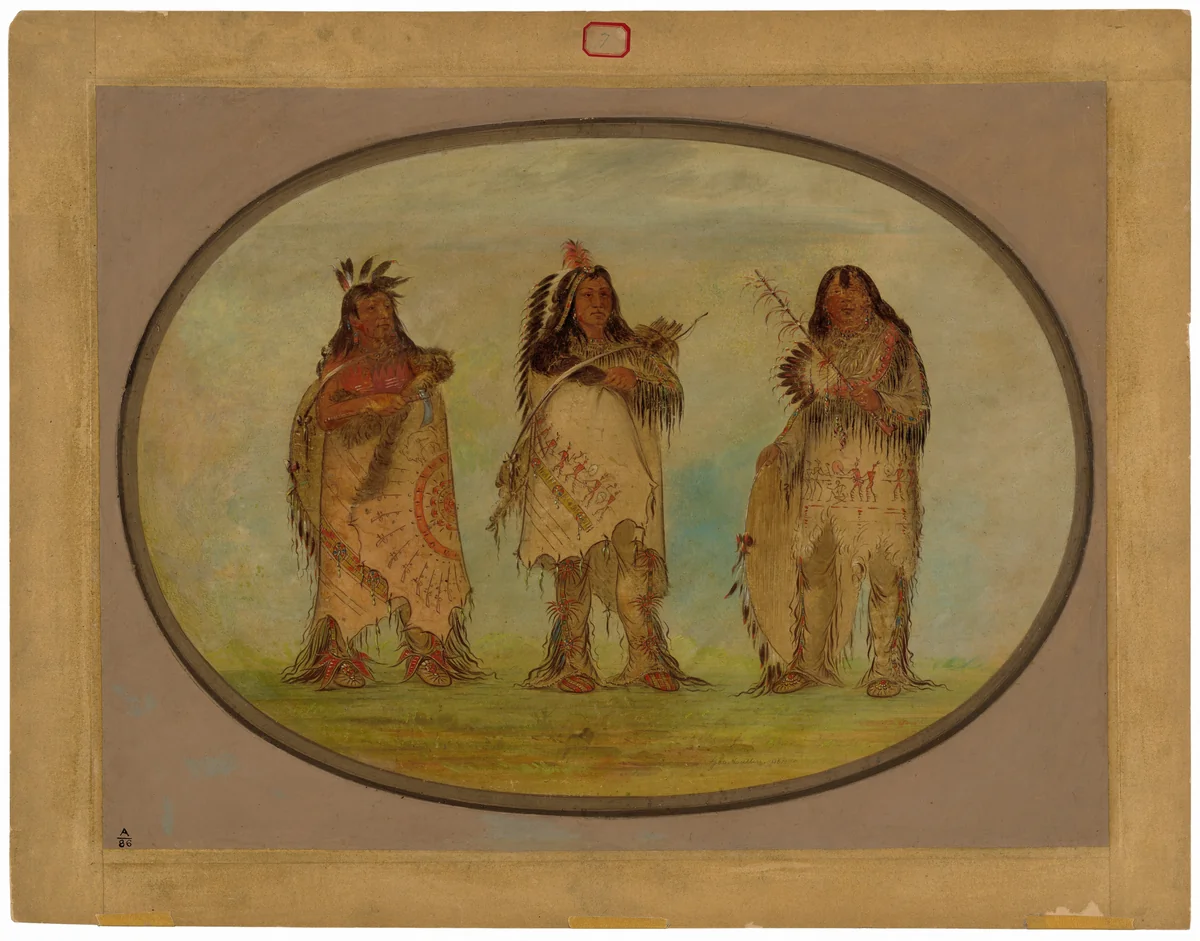 Three Distinguished Warriors of the Sioux Tribe by George Catlin, painting, 1861