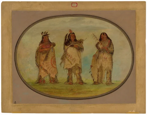 Three Distinguished Warriors of the Sioux Tribe by George Catlin, painting, 1861