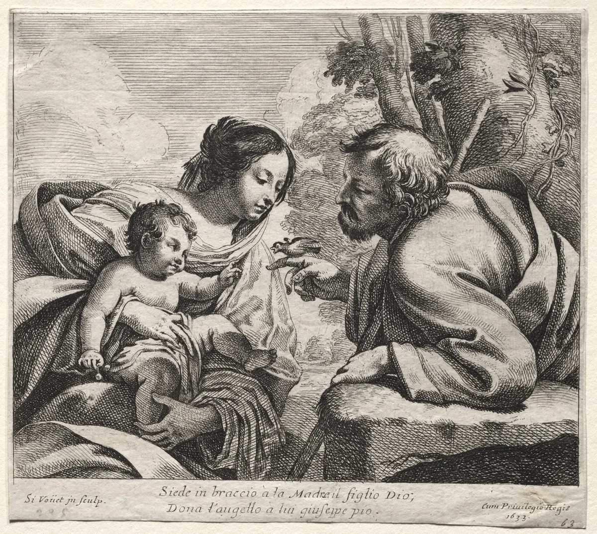 Holy Family by Simon Vouet, print, 1633