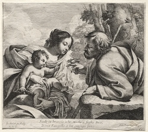 Holy Family by Simon Vouet, print, 1633