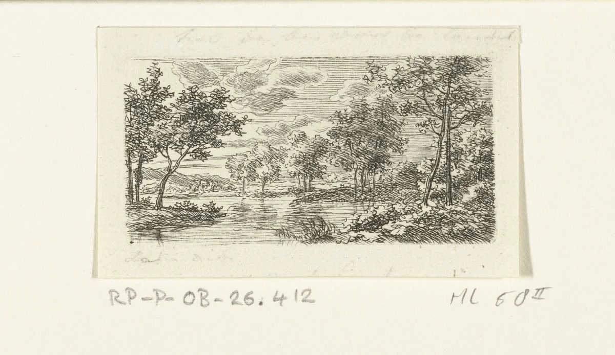 Landschap met rivier en bomen by Ernst Willem Jan Bagelaar, print, 1798-1837