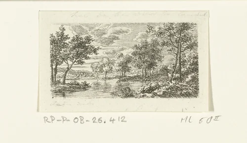 Landschap met rivier en bomen by Ernst Willem Jan Bagelaar, print, 1798-1837