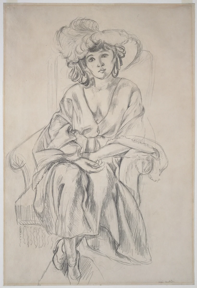 The Plumed Hat by Henri Matisse, drawing, 1919