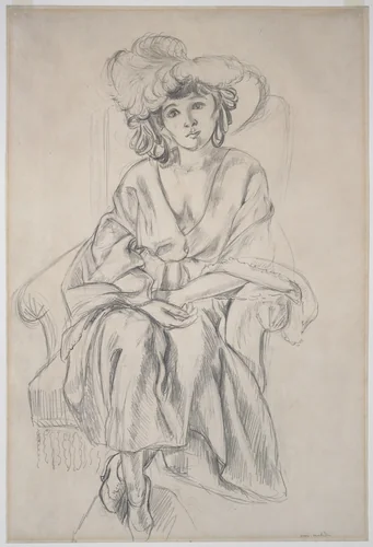 The Plumed Hat by Henri Matisse, drawing, 1919