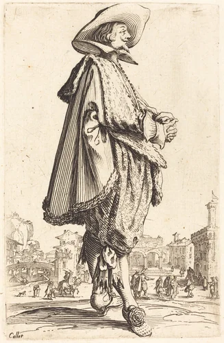 Noble Man with Folded Hands by Jacques Callot, print, 1620-1623