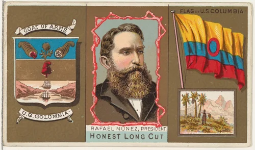 Rafael Nunez, President of U.S. Columbia, from the Rulers, Flags, and Coats of Arms series (N126-1) issued by W. Duke, Sons & Co. by W. Duke, Sons & Co., print, 1888