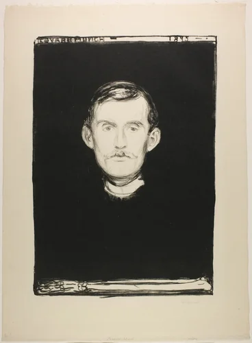 Self-Portrait by Edvard Munch, print, 1895