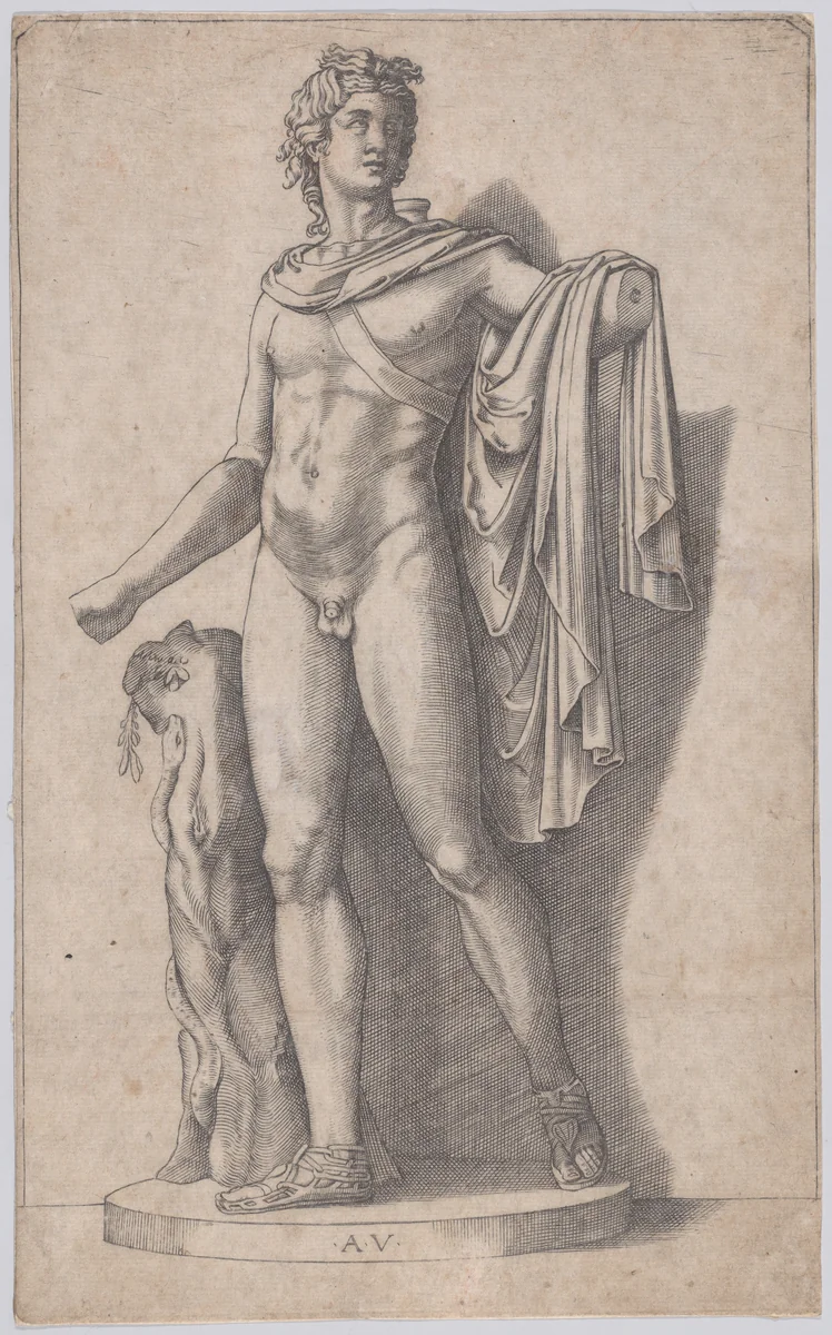 Apollo by Agostino Veneziano, print, 1514-1536