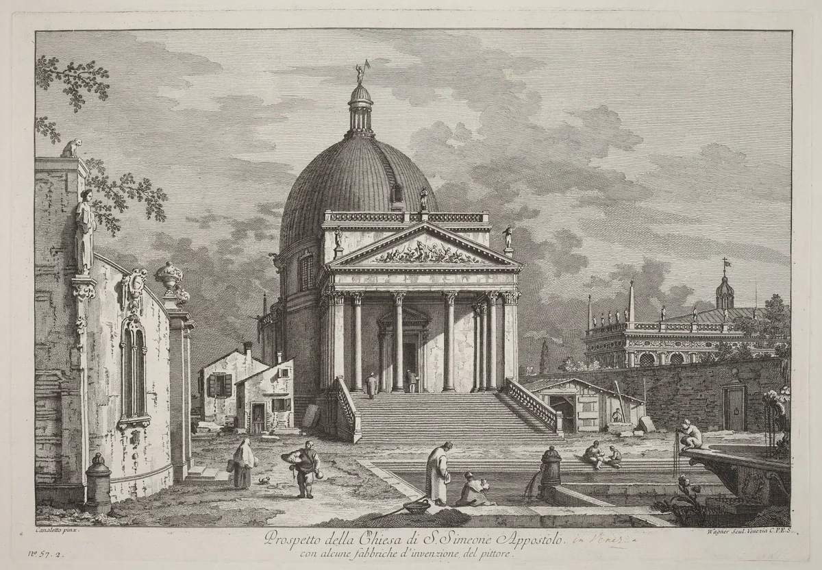 Prospetto della Chiesa di S. Simeone Appostolo by Joseph Wagner, Canaletto, print, 1742