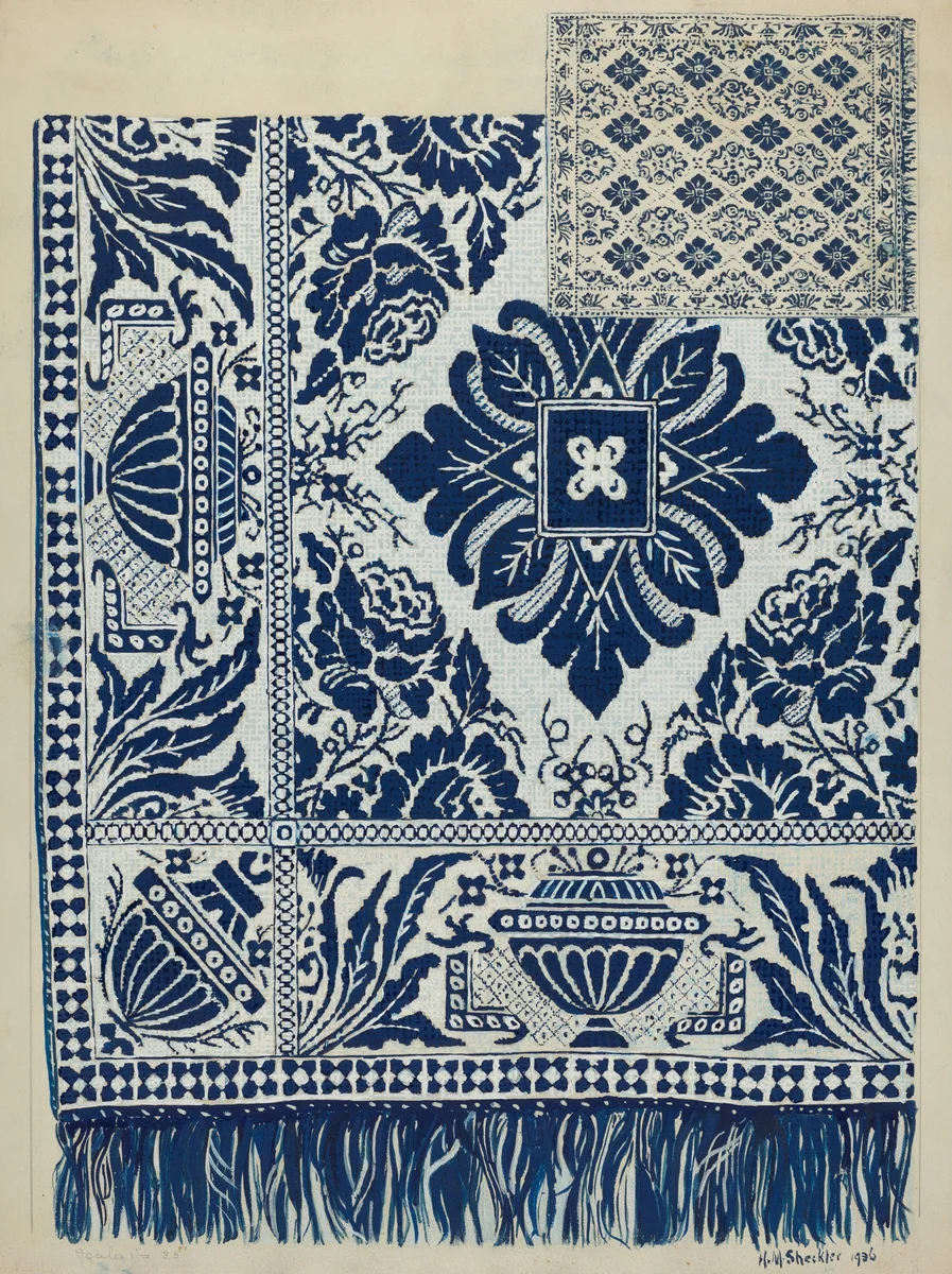 Handwoven Coverlet by Hazel Sheckler, index of american design, 1936