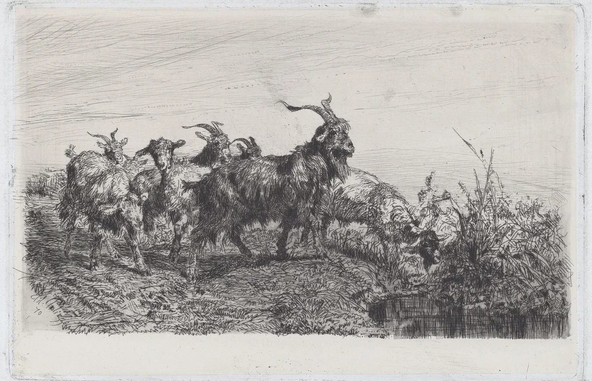 Kids by a Pond by Filippo Palizzi, print, 1870