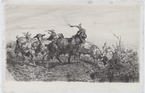 Kids by a Pond by Filippo Palizzi, print, 1870