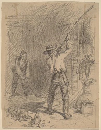 Man Flailing by Felix Darley, drawing, 1850-1860