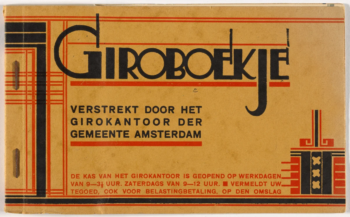 Checkbook and register for the Giro Bank, Amsterdam by Fré Cohen, design, 1929